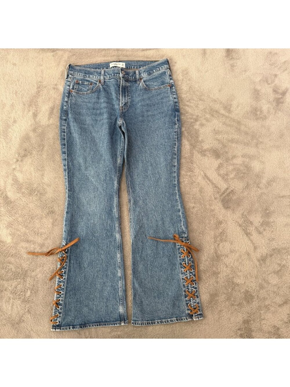 Abercrombie & Fitch Mid Rise Lace Up Leg Bootcut Jeans Womens 8 29 Short